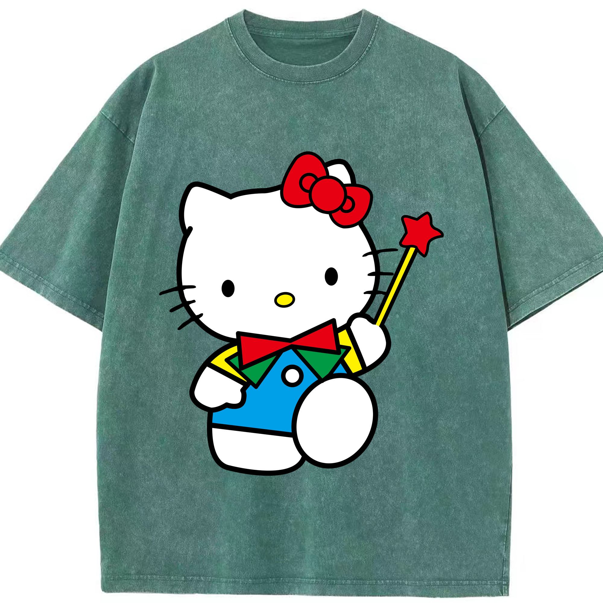 （画像用） Hello Kitty ハローキティ 綿100% ヴィンテージ風 半袖Tシャツ（フロントプリント）